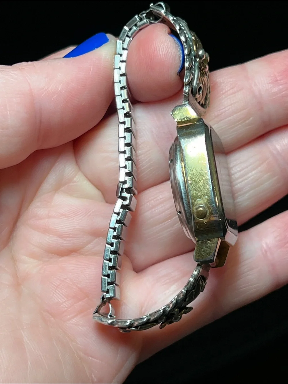 VTG Texas Instruments Watch Native American Signed Sterling Silver Watch Tips